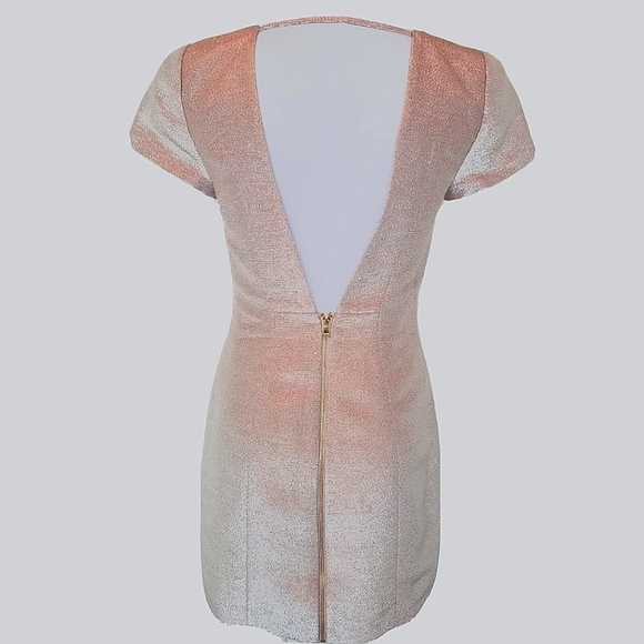 Express Pink Metallic Short Sleeve Dress Sz 8 - Picture 3 of 12